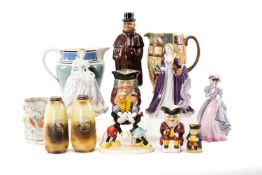 ASSORTED ANTIQUE CERAMICS including, half gallon pearlware mocha jug, Beswick 1126 'Merry Wives of