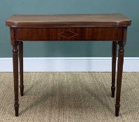 EARLY 19TH C. MAHOGANY TEA TABLE, reeded top, inlaid details, double gateleg action, 73 (h) x 90 (w)