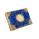 FABERGE-STYLE SILVER GILT & ENAMEL SNUFF BOX, the cover decorated with blue enamel imitating lapis - Image 1 of 2