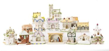 COLLECTION OF COALPORT PORCELAIN COTTAGES, CHURCHES, SHOPS ETC including, The Fisherman's Cottage,