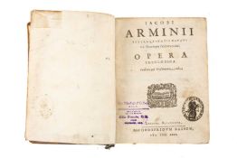 ARMINIUS (JACOBUS), Opera Theologica, Leiden, Govert Basson, 1629, text in double column, stamped