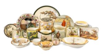 ASSORTED ROYAL DOULTON SERIES WARE ITEMS, including jugs, biscuit barrel, bowls, dishes, plates,
