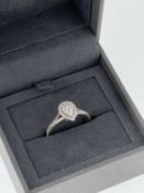 18CT WHITE GOLD VERA WANG 'LOVE' RING, of pear shape cluster design, 0.45ct weight overall, ring