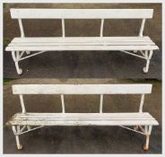 PAIR GARDEN BENCHES, 72 (h) x 183cms (w) Provenance: deceased estate Cardiff Comments: appear to