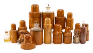 COLLECTION OF PHARMACY TREEN, boxwood cased bottles, various (qty) Provenance: the Karl Johansen (