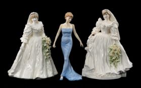 THREE PRINCESS DIANA BONE CHINA FIGURES, comprising Coalport 'The Princess of Wales' in wedding