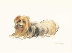 ‡ WILLIAM SELWYN (Welsh b. 1933) mixed media on paper - portrait of a Yorkshire terrier, signed in