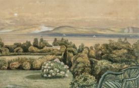 ‡ C.J. GRIFFITHS watercolour - entitled verso, 'View of Swansea Bay' signed and dated 1853, 22 x