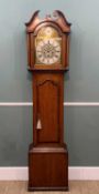 EARLY 19TH CENTURY OAK & MAHOGANY CROSS BANDED LONGCASE CLOCK, eight day movement, boxwood inlaid
