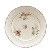 NANTGARW PORCELAIN PLATE, c.1818-20, painted with floral sprays within a moulded border between blue