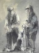 ‡ WILLIAM SELWYN (Welsh, b.1933) limited edition (245/300) coloured print - two standing farmers