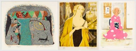 KUNIKO MATSUTOYA (1938-2010), limited edition (162/200 & 58/100) colour lithograph - Lady in