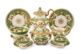 STAFFORDSHIRE BONE CHINA PART TEA SERVICE, c. 1840, comprising teapot and cover, sucrier and