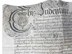 ASSORTED ANTIQUE EPHEMERA, including 1744 Womersley 2-sheet indenture on vellum 80 x 60cms (max) (