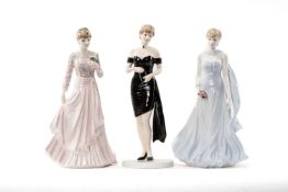 THREE LIMITED EDITION COALPORT BONE CHINA FIGURES OF PRINCESS DIANA, comprising 'Diana - The
