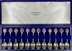 SET OF TWELVE ZODIAC TEASPOONS, John Pinches, London 1970, in case, 9ozt Provenance: private