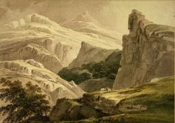 ATTRIBUTED TO WILLIAM TURNER OF OXFORD (1789-1862) watercolour - inscribed verso 'Mountainous