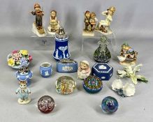 ASSORTED CHINA & GLASS COLLECTABLES, including Wedgwood blue jasperware sugar caster with plated