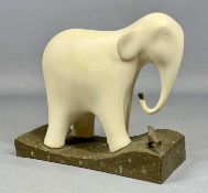 ADAM BARSBY COMPOSITE SCULPTURE OF ELEPHANT WITH BIRD, signed on base, unnumbered, 20cms (h)