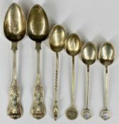ASSORTMENT OF HALLMARKED SILVER SPOONS, including pair of Victorian Scottish silver King's pattern