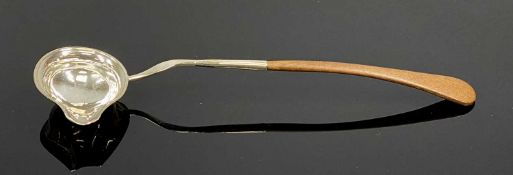 GEORGIAN SILVER TODDY LADLE with walnut handle, hallmark obscure, 27cms (l) Provenance: deceased