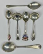 COLLECTION OF HALLMARKED SILVER SPOONS, comprising Edwardian silver sifter spoon of shell design,