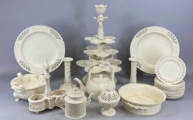 LEEDS WARE CLASSICAL CREAMWARE, collection of tableware including an impressive four section