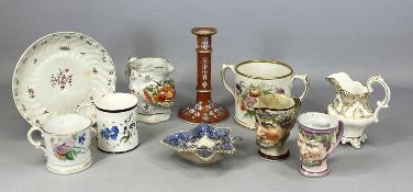 ASSORTED 19TH CENTURY ENGLISH CERAMICS, including three Staffordshire Bacchus jugs, 13cms (h) the