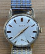 TISSOT VINTAGE 9CT GOLD CASE GENT'S WRISTWATCH, circular champagne dial with baton hour markers