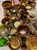 ASSORTED 19TH CENTURY CERAMICS & GLASSWARE, including copper lustre jugs and bowls, Doulton