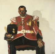 SIR KYFFIN WILLIAMS RA (Welsh 1918-2006) colour print - 'Corporal Pritchard, Goat Major, 3rd Bn