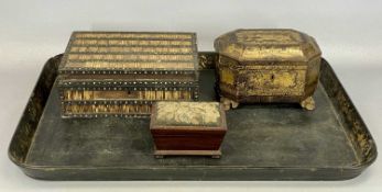 19TH CENTURY COLLECTABLES, including porcupine quill rectangular box, interior with lift out tray,