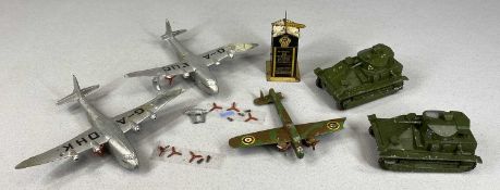 COLLECTION OF DINKY TOYS, comprising two pre-war Dinky 151a medium tanks, Dinky AA telephone box,