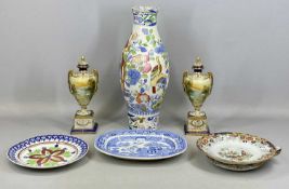ASSORTED COLLECTABLE CERAMICS, 19th century and later, spongeware floral decorated plate, 26.5cms (