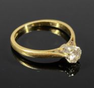 18CT GOLD SOLITAIRE DIAMOND RING, brilliant cut diamond approx. 0.30ct, size L, 2.2gms Provenance: