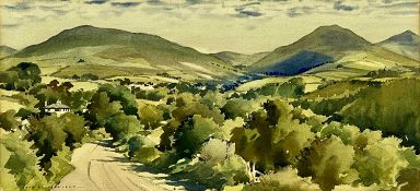 ‡ JOHN HOBSON NICHOLSON (British 1911-1988) watercolour - extensive mountainous landscape, signed