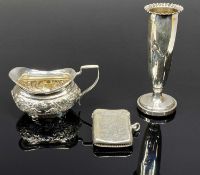 GROUP OF SMALL SILVER COLLECTABLES, including Edward VII silver cream jug with embossed