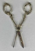 DANISH SILVER GRAPE SCISSORS, ornate scroll design, marks for 1919, Christian F. Heise, 14cms (l),