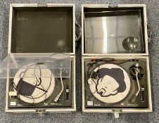 TWO TECHNICS QUARTZ DIRECT DRIVE TURNTABLES, SL-1210 MK2, in Numark Pro carry cases Provenance: