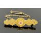 VICTORIAN 15CT GOLD BROOCH, set with central sapphire and split seed pearl surround, with safety - Image 1 of 2