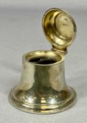 GEORGE V SILVER BELL FORM INKWELL with hinged cover, maker obscure, Birmingham 1911, 9cms (h)