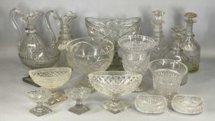 ASSORTMENT OF GEORGIAN & LATER CUT-GLASS WARE, including oval pedestal bowl, 25cms (h), hobnail