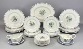 SUSIE COOPER 'GLEN MIST' C1035 CHINA TABLEWARE, comprising oval plate, 33.5 x 27cms, twelve 27cms (