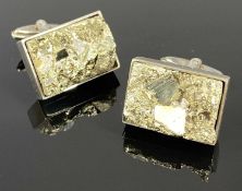 MAGNUS MAXIMUS DESIGNS OF CUMBRIA: pair of heavy rectangular silver cufflinks, set with iron