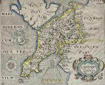 17TH CENTURY HAND-COLOURED ENGRAVED MAPS, William Hole after Christopher Saxton 'Caernarvon