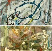 ‡ K.R. LEE oil on board - entitled verso 'Alice Down the Rabbit Hole', monogrammed, 50 x 60cms,