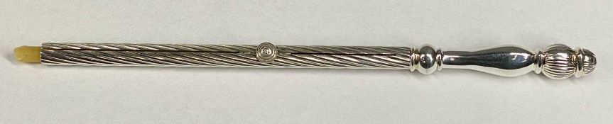 EDWARDIAN SILVER SEALING WAX HOLDER, rare slider handle design of continental form, marked 'STG