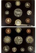 TWO UNITED KINGDOM EXECUTIVE PROOF COIN COLLECTION SETS in cases, 2002 Queen's Jubilee and 2001