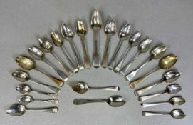 INTERESTING ASSORTMENT OF SILVER TEASPOONS, George II and later, various hallmarks and makers, 12ozt