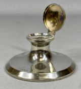 GEORGE V CIRCULAR SILVER CAPSTAN INKWELL with hinged cover, maker obscure, Birmingham 1923, 12cms (